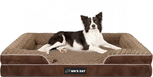 Vista 10 de Cama ortopédica para perros de tamaño grande y mediano, cama grande de espuma viscoelástica lavable, sofá mediano para mascotas con funda extraíble