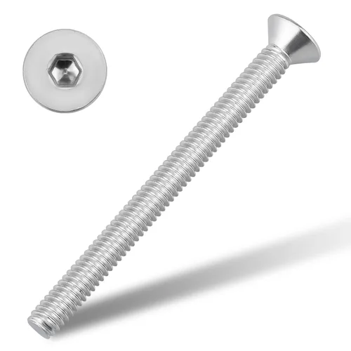 Vista 9 de Tornillos de cabeza avellanada plana 1/4-20 x 1, cobertura completa de rosca de máquina, unidad hexagonal Allen, acero inoxidable 304 18-8 SS, 25