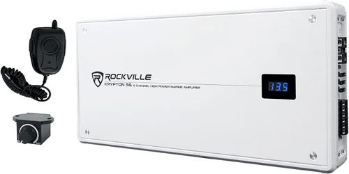 Rockville Krypton S6 2600W Amplificador Marino/Barco de 6 Canales, RMS Certificado por Dyno, Micrófono PA Incluido, PCB con Recubrimiento Conformal,