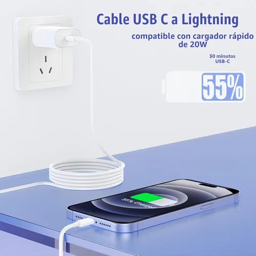 Vista 3 de Paquete de 4 cables USB C a Lightning de 6 pies, cable de carga rápida para iPhone 14, repuesto para el cable de carga original de Apple para iPhone