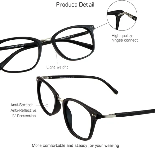 Vista 2 de VisionGlobal Blue Light Blocking Glasses for Women/Men, Anti Eyestrain, Computer Reading, TV Glasses, Stylish Square Frame