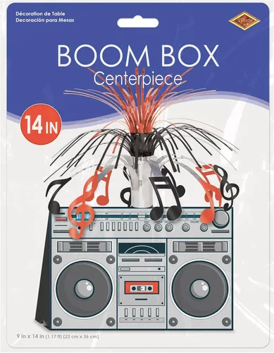 Vista 3 de Beistle Decoraciones de hip hop de los años 80 para fiesta de la vieja escuela temática de los 80 "s Retro Boom Box, centro de mesa, 14