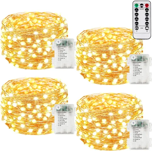 Vista 26 de Guirnalda de luces LED enchufables de 33 pies, impermeable, para exteriores e interiores, 8 modos con temporizador, luz de Navidad, decoración