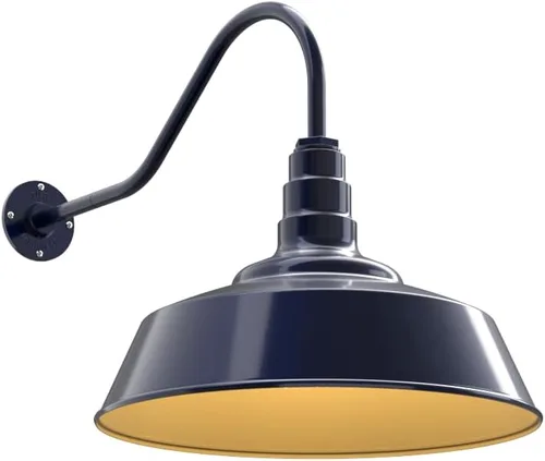 Vista 21 de Steel Lighting Co. Redondo - Luz de granero Montaje en pared al aire libre Cúpula de 20 pulgadas Cuello de cisne de 16 pulgadas Luz grande