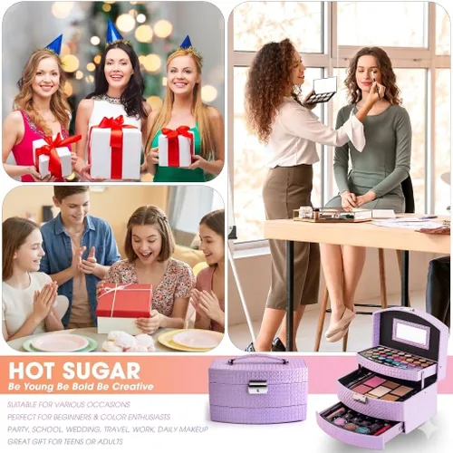 Vista 6 de Kit de maquillaje para niñas Hot Sugar para regalo de cumpleaños, set de maquillaje navideño para adolescentes de 10, 12, 13, 16 años incluye