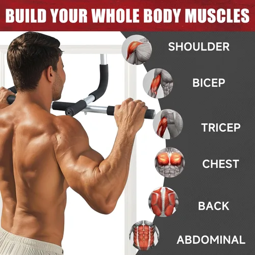 Vista 5 de leikefitness Pull-Up Bar For Door Frame Adjustable Portable Upper Body Fitness Workout For Home Gyms