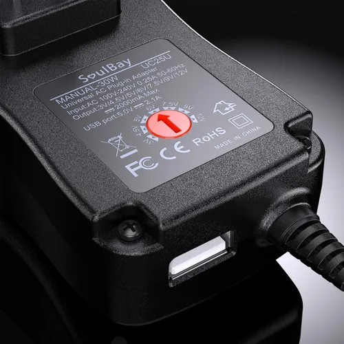 Vista 9 de SoulBay [Polaridad inversa] Adaptador universal de CA CC de 30 W, fuente de alimentación conmutada, voltaje seleccionable con 9 puntas para 3 V, 4,5