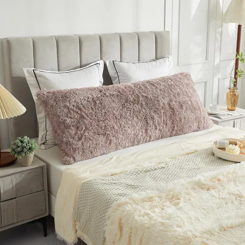 Vista 13 de LIFEREVO Funda de almohada corporal de pelo sintético desgrenado, funda de almohada lumbar súper suave y de pelo sintético para sofá o cama, funda