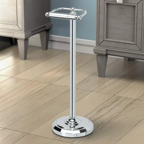 Vista 2 de Gatco 1436C Soporte de papel higiénico con pedestal, cromado grande, 22 pulgadas de alto