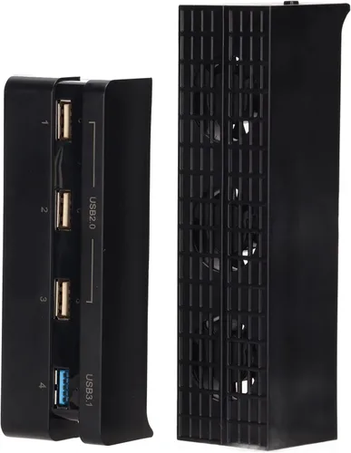 Vista 3 de Ventilador de refrigeración y concentrador USB para PS4 Slim, enfriador controlado por sensor de temperatura automático y adaptador divisor USB