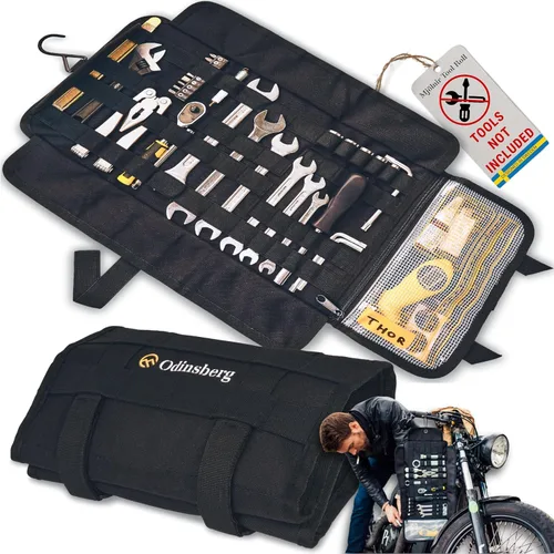 ODINSBERG Bolsa de Rollo de Herramientas para Motocicleta - Herramientas NO Incluidas - Bolsa de Herramientas Pequeña, Bolsa Enrollable para Llave,