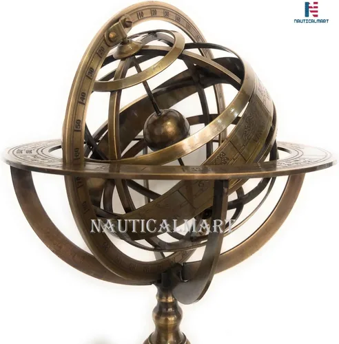 Vista 2 de Globo de esfera náutica armilar de latón grabado