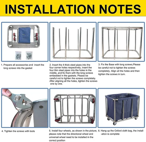 Vista 5 de Easyars Carrito de lavandería grande con ruedas, cesta de almacenamiento con ruedas de alta resistencia, camión de carga de 330 libras para hoteles