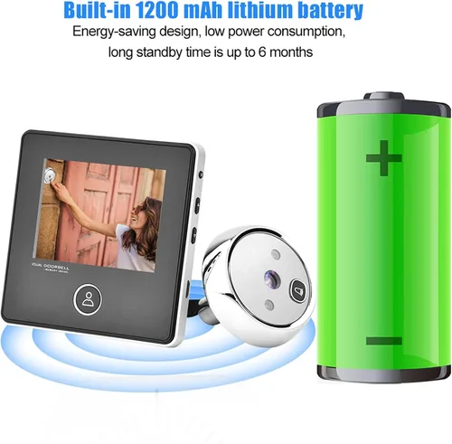 Vista 6 de Peephole - Timbre de video de 3 pulgadas, pantalla TFT LCD de 120 grados, timbre visual inteligente con cámara de visión nocturna IR de 1MP