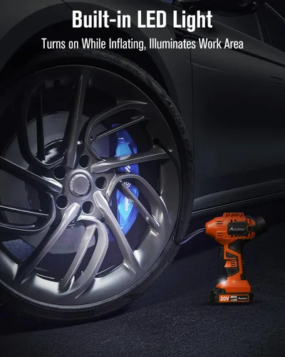 Vista 5 de Avid Power - Compresor de aire inflador de neumáticos, bomba de neumáticos de coche inalámbrica de 20 V con batería recargable de iones de litio