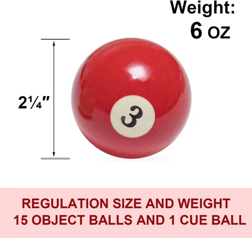 Vista 5 de Billiard Balls Set 2-1/4" Regulation Size Pool Table Balls for Replacement (16 Resin Balls)