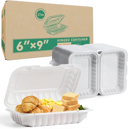 Vista 8 de Contenedor para Llevar de Plástico PP Relleno de Minerales - 7.8 Pulgadas 30oz Paquete de 65 Sin BPA 3 Compartimentos Envoltura Retráctil Caja Bento