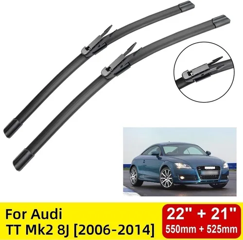 Vista 2 de Limpiaparabrisas delantero compatible con TT Mk2 8J 2006-2014 parabrisas ventana 22 + 21 pulgadas 2006 2007 2008 2009 2010 2011 2012 2013