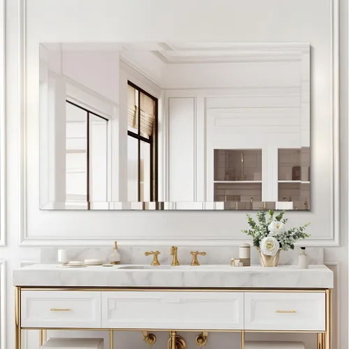 Vista 12 de Espejo de pared sin marco de 22 x 30 pulgadas con borde biselado de 1 pulgada, espejo rectangular sin marco para baño, tocador, sala de estar