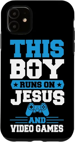 Vista 8 de This Boy Runs On Jesus And Video Games Christian Gamer Case for iPhone 16