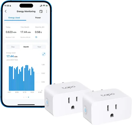 TP-Link Tapo Enchufe inteligente Wi-Fi Mini, monitoreo de energía, compatible con Alexa y Google Home y Samsung SmartThings, temporizador, 15A/1800W