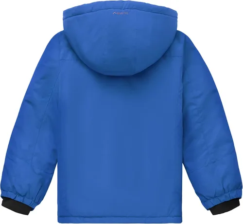 Vista 2 de WULFUL Chaqueta de esquí impermeable para niño, abrigo de invierno con capucha de forro polar cálido para nieve