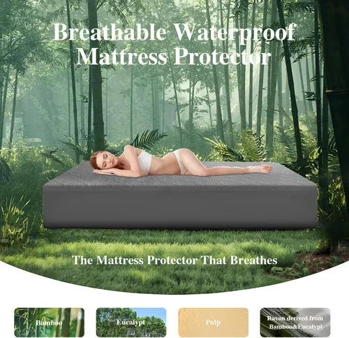 Vista 7 de Protector de colchón Twin, funda de colchón impermeable lavable de rayón, cubierta de colchón transpirable y silenciosa, protector de cama