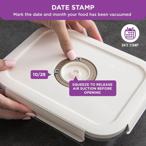 Vista 6 de HOLDN’ STORAGE Recipientes de almacenamiento al vacío para alimentos, juego de 4 recipientes de compartimentos y bomba electrónica - Mantenga