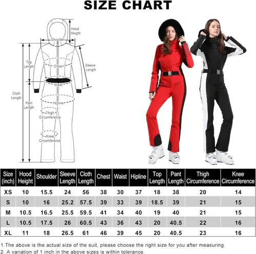 Vista 6 de GSOU SNOW Traje de nieve de una pieza para mujer, traje de esquí, impermeable, traje de snowboard aislado cálido invierno