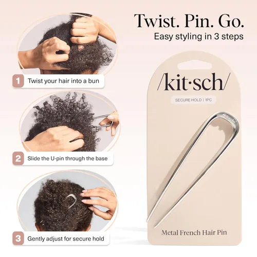 Vista 7 de Kitsch - Horquilla francesa de metal para mujer, accesorios elegantes para el cabello, para moños y giros franceses, diseñado para un ajuste seguro
