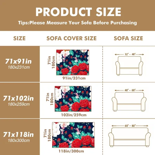 Vista 7 de Hermosa funda de sofá floral impresa fundas de sofá fundas de sofá fundas de sofá cubierta resistente a las manchas universal protector de muebles