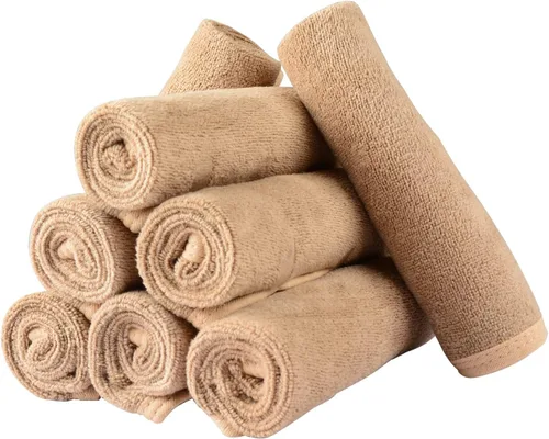 Paños faciales de microfibra (toallas faciales), paquete de 8 (12 x 12 pulgadas), súper absorbentes, de secado rápido, suaves, ecológicos, para Camel