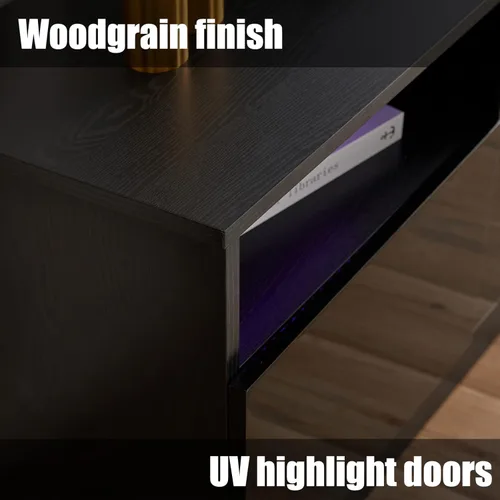 Vista 5 de Amerlife Soporte de TV para Chimenea con Chimenea Eléctrica de 36", Centro de Entretenimiento con Luz LED, Soporte de Entretenimiento Moderno