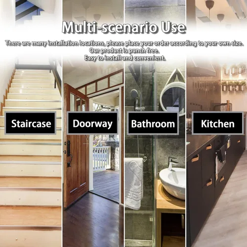 Vista 4 de Puerta de metal para bebé, puerta para perros de 85.6 a 105.2 pulgadas, cierre automático, puerta extra ancha para mascotas para escaleras, puertas