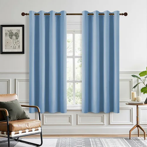 Vista 41 de DONREN Cortinas opacas completas para dormitorio, aislamiento térmico y reducción de ruido, cortinas de lino con ojales para sala de estar y Negro