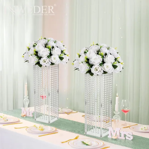 Vista 3 de Bolas de flores para centros de mesa, rosas de boda, 2 bolas de rosas artificiales con base, bola de flores falsas blancas, bola de beso, arreglo