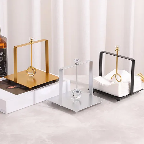 Vista 7 de Napkin Holder, Metal Table Tissue Stand with Handle, Rustic Serviette Holder Black/Gold/Silver for Kitchen, Hotel, Cafe, Bar