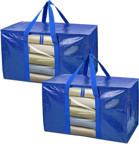 Vista 65 de BALEINE Paquete de 2 bolsas de mudanza de gran tamaño con asas reforzadas, bolsa de almacenamiento resistente para ropa, suministros de mudanza
