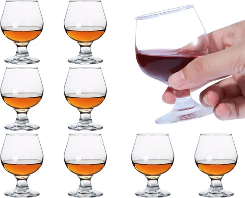Vista 7 de Glsairy Lindos vasos de chupito pequeños de brandy juego de 8 Copas de coñac Vasos de puerto Vasos de tequila (1.75 oz 1.7 fl oz)