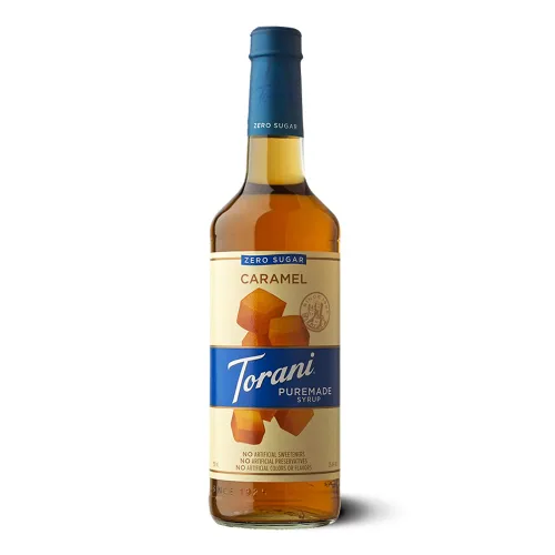 Torani Puremade Jarabe, sabor a caramelo sin azúcar, botella de vidrio, sabores naturales, 25.4 onzas líquidas, 25.4 fl oz