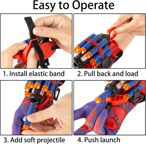 Vista 3 de Spider Gloves Man Web Shooter Toy with Wrist, Spider Launcher Gloves Cosplay Toy Set for Kids