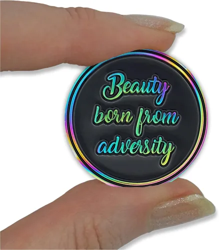 Vista 5 de Chip de sobriedad Rainbow Lotus Moneda AA triplaca Belleza nacida de la adversidad Token de afirmación regalo de recuperación (negro)