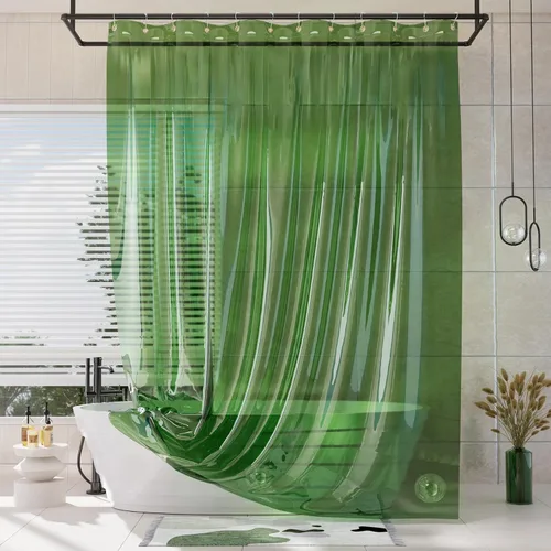 Vista 17 de AmazerBath Forro de cortina de ducha, 100% EVA, suave ámbar transparente, resistente, cortina de ducha y forro 2 en 1, 72 x 72 pulgadas, forro