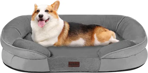 Vista 11 de Dwanton - Cama ortopédica para perros medianos con espuma de gel de memoria, sofá impermeable para perros, cama lavable para mascotas con cojín