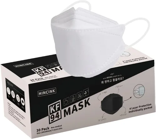 Vista 15 de Mascarillas KF94, paquete de 30 unidades envueltas individualmente, mascarilla de seguridad de 4 capas transpirable y cómoda, unisex