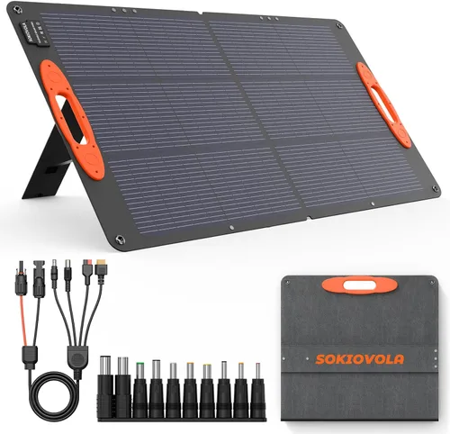 Vista 13 de SOKIOVOLA N-Type 16BB 220W Panel solar portátil para EF/Jackery/Bluetti/Anker Estación de energía, Panel solar plegable impermeable IP68 ETFE 25%