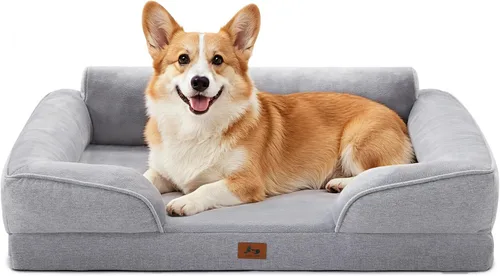 Vista 20 de Cama ortopédica para perros medianos, cama impermeable de espuma tipo huevo con lados suaves, sofá antideslizante para perros con funda extraíble