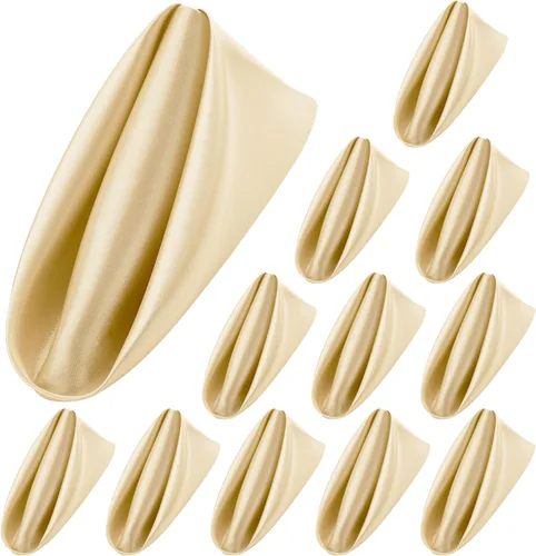 Vista 19 de Aneco 12 piezas de servilletas de satén cuadradas de 20 x 20 pulgadas, servilletas de cena para bodas, servilletas de fiesta, servilletas de mesa
