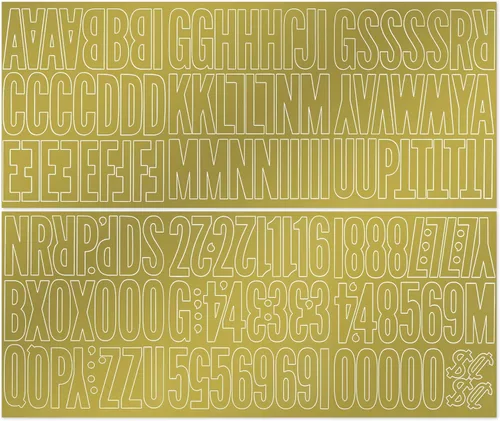 Vista 2 de Graphic Products Letras y números de vinilo adhesivo permanente (160/paquete), 3 pulgadas, dorado