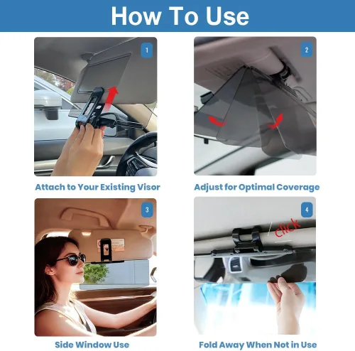 Vista 2 de Extensor de visera solar – Bloqueador solar para coche – Extensor de visera de coche antirreflejo no polarizado – Extensión de visera de coche